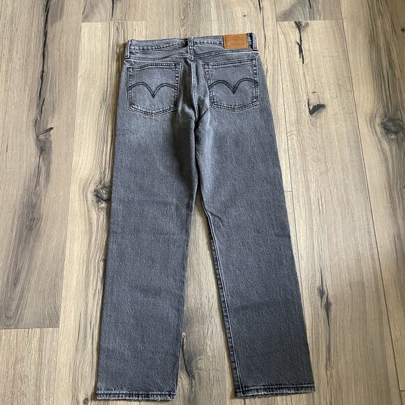 Levi's Wedgie Straight Fit Jean 27 Well Worn Black Grey High Rise Button Fly - Picture 9 of 11